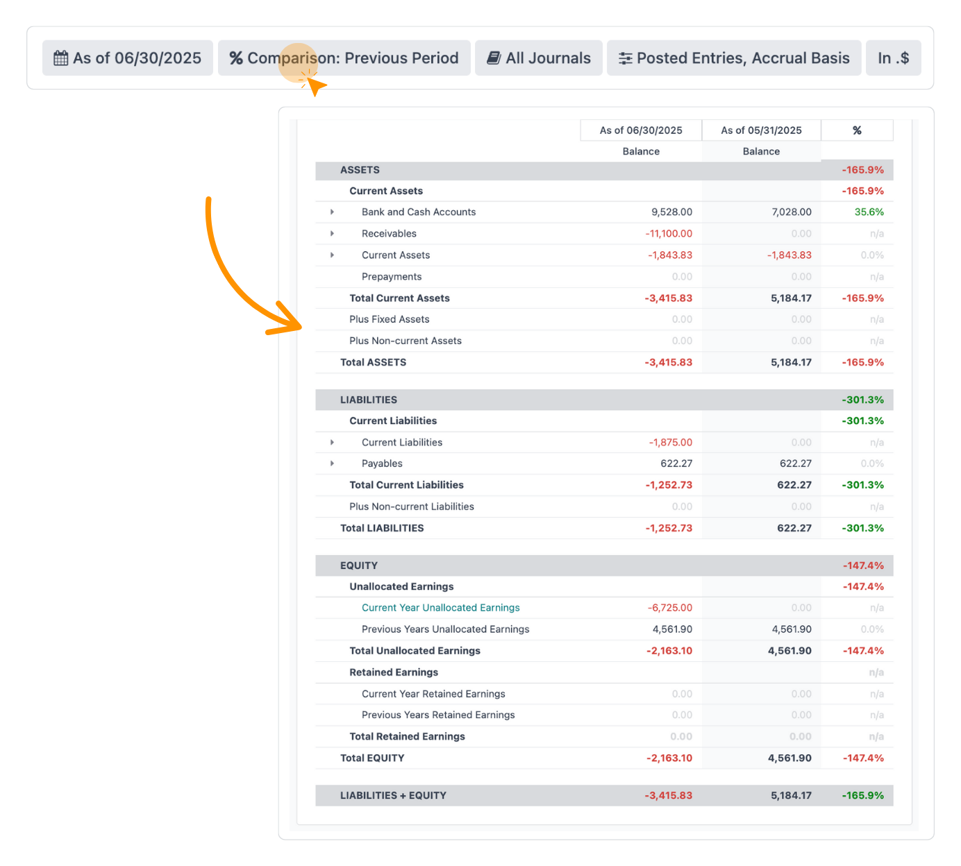 Balance General de Contabilidad Odoo