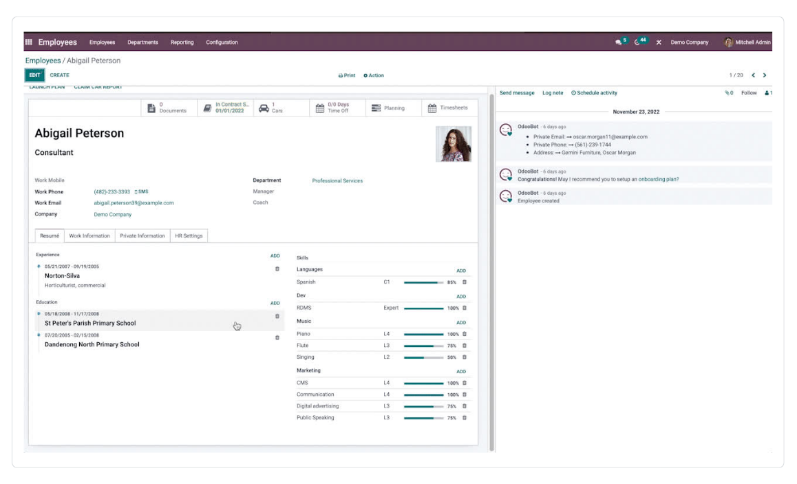 Solución Odoo HRMS
