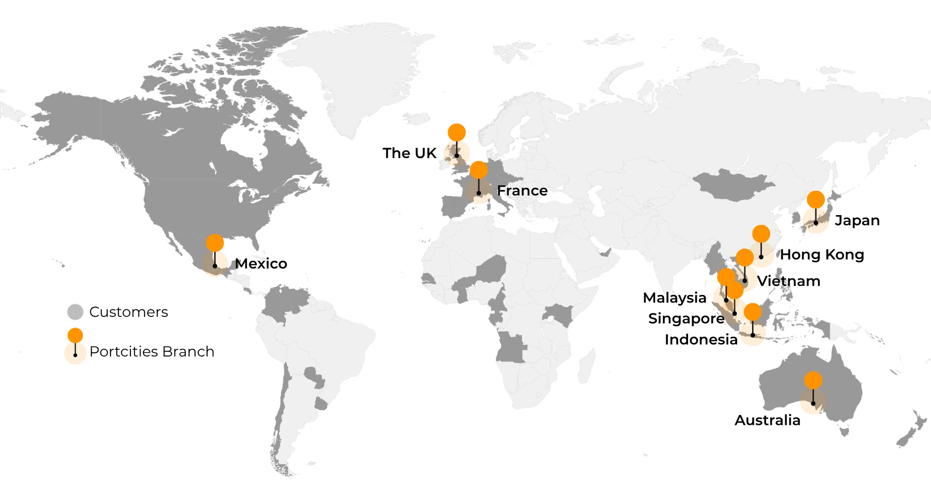 Portcities Branch & Customer Map