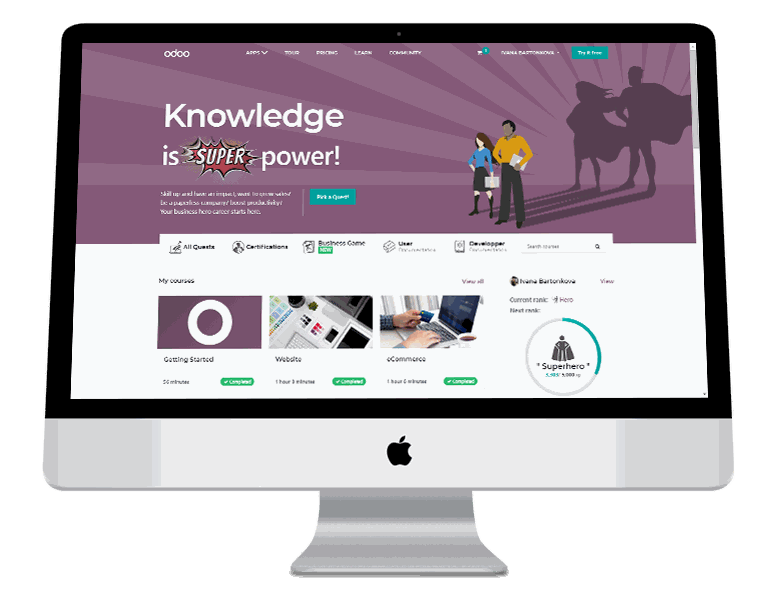 Odoo E-learning Interface